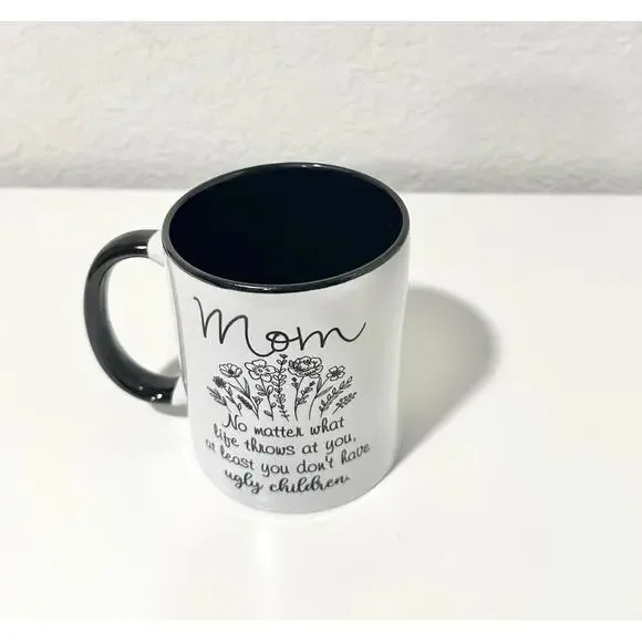 White And Black Funny Mom Mug, Mom Gifts New - Picture 3 of 5